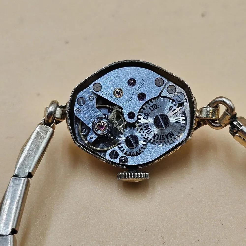 Helbros Gold Tone Vintage Ladies Watch On 1/20 10kt Stretch Band Runs Great